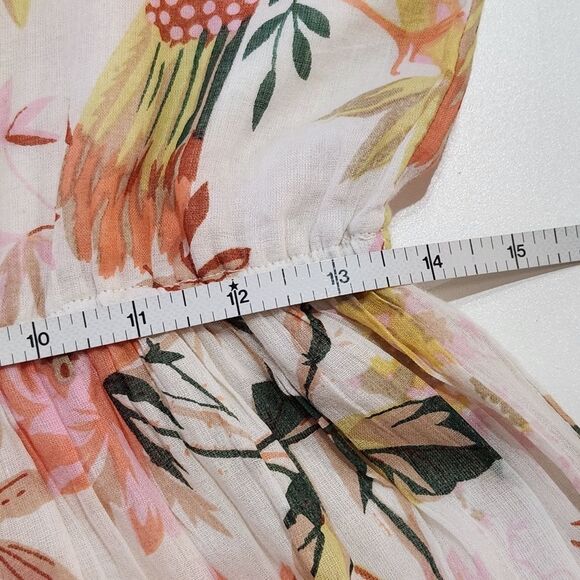 Ranee's Tropical Print Sleeveless Maxi Dress Tiered Pom Pom Trim Women's S/M - Picture 12 of 14